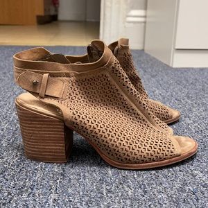 Vince Camuto Nude Suede Heels with Zipper